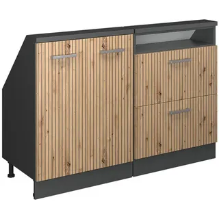 Vicco Unterschrank Küchenschrank für Dachschrägen R-Line 120 x 81,6 x 46 cm Braun