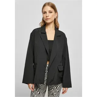 Ladies Oversized Crinkle Nylon Blazer black S - Schwarz