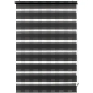 GARDINIA Doppelrollo EASYFIX Duo Rollo Karo 45 x 150 cm grau