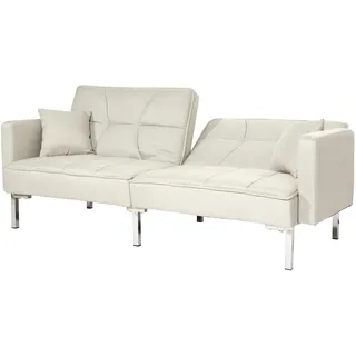 Mendler Schlafsofa HWC-K65, Schlafcouch Bettsofa Gästebett, Schlaffunktion Liegefläche 170x104 cm ~ Stoff/Textil creme-beige