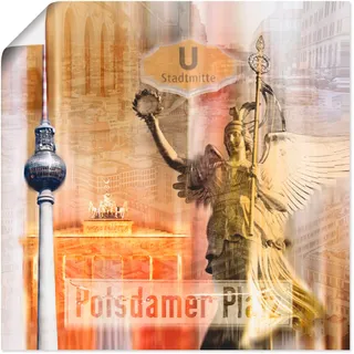 Artland Poster »Berlin Skyline Collage V«, Gebäude, (1 St.), als Leinwandbild, Wandaufkleber oder Poster in versch. Größen, gelb