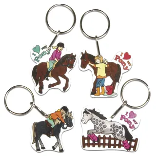 Rayher HOBBY 75354000 - Schrumpffolien-Set My Pony, 4 Motive mit Schlüsselring, 8-teilig, Mittel