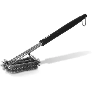 Enders PREMIUM GRILLBÜRSTE MIT EDELSTAHLBORSTEN 8814 Kunststoffgriff, Reinigung Stahlroste Gussroste Edelstahlroste, Grill-Zubehör, Gasgrill BBQ, schwarz