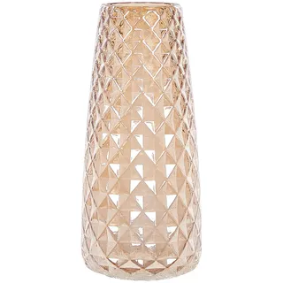 Beliani Blumenvase Glas orange Pacheia , 23 cm , Dekoration, Vasen, Glasvasen