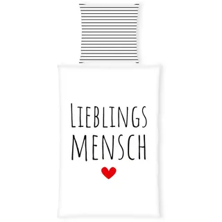 Herding Bettwäsche , Rot, Schwarz, Weiß , Textil , Schriftzug , 135x200 cm , Oeko-Tex® Standard 100 , pflegeleicht , Heimtextilien, Bettwäsche & Leintücher, Bettwäsche, Renforcé-Bettwäsche