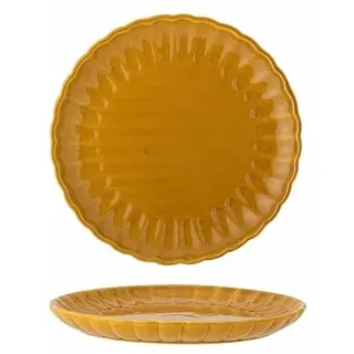 Bloomingville Latina Teller D20xH2cm – Steingut Speiseteller – Hochwertiger Keramikteller für den täglichen Gebrauch & besondere Anlässe – Spülmaschinen- & Mikrowellengeeignet (Gelb)