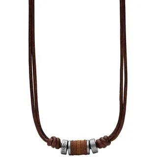 Fossil Kette mit Anhänger Schmuck Geschenk Edelstahl Braun