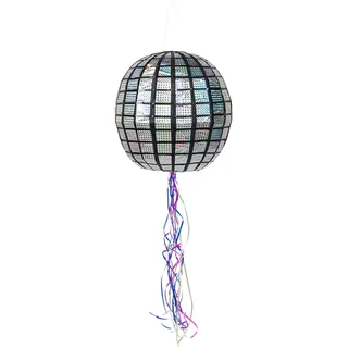 Boland 30948 - Pull Pinata Discokugel, Durchmesser 30 cm, 20 Ziehbänder, zum Befüllen, Partyspiel, Kindergeburtstag, Geburtstagsspiele, Geschenk, Geschenkidee, Überraschung