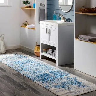 Livabliss Syracusa Vintage groß - Wohnzimmer 80x220 cm, Esszimmer, Schlafzimmer, Orientalischer e Boho Style - Carpet Living Room, Bunter Muster, Blau und Beige