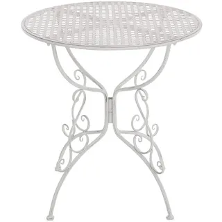 CLP Gartenbeistelltisch rund Ø70 cm Metall antik weiß , 70x74x70 cm , Gartenmöbel, Gartentische, Garten-Beistelltische
