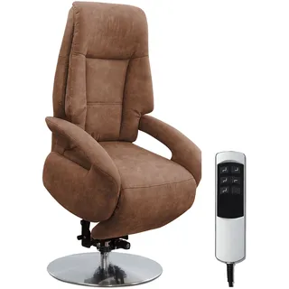 Cavadore TV-Sessel Edinburgh Lederoptik 74 x 114 x 77 cm Cognac elektrisch