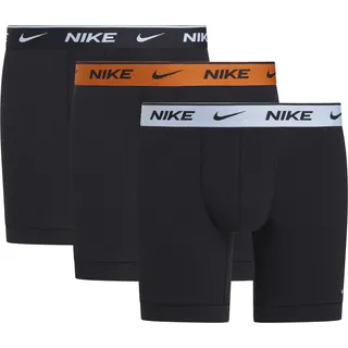 Boxershorts NIKE UNDERWEAR "BOXER BRIEF 3PK", Herren, Gr. M, 3 Stk., blk ligh amry blau, cmpfr org, blk wb, Jersey, Obermaterial: 95% Baumwolle, 3% sonstige Fasern, 2% Elasthan, kontrastfarbene Details, unifarben, körpernah, Unterhosen Boxershorts, mit NIKE Logo-Elastikbund