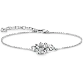 THOMAS SABO Sabo Damen Armband Handgearbeitete Krone und Ring mit „FOREVER TOGETHER“ Gravur in 925 Sterlingsilber, Gr. 16cm-19cm, A1982-643-14-L19V