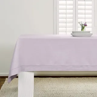 Solino Home Leinen Hohlsaum-Tischdecke,Flieder 60x90 Zoll,100% reines Leinen Tischdecke für Frühling, Ostern, Sommer, Hochzeit, Indoor,Klassischer Hohlsaum, handgefertigt und maschinenwaschbar