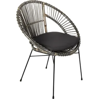Sam Esszimmerstuhl Korbstuhl Rattan Farbe anthrazit inkl. Sitzkissen GENUA - Dunkelgrau