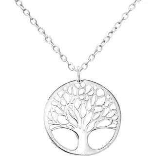 Laimons Damen-Halskette mit Kette 45 cm fein und Anhänger Baum des Lebens 18 mm glanz Sterling Silber 925