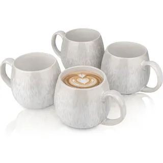 Sänger Cappuccinobecher SET Korfu - 4 teilig aus Steingut , Creme , Keramik , 4-teilig , 8.5x9.5x8.5 cm , kratzfest , Geschirr, Tassen, Tassen Sets