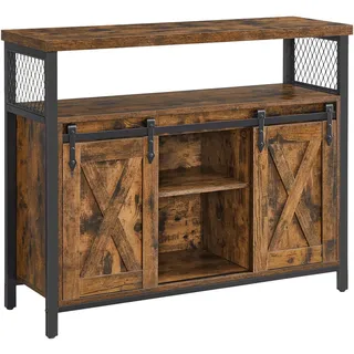 VASAGLE Sideboard 100 x 80 x 33 cm Braun/Schwarz