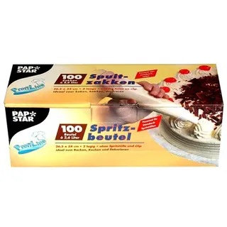 PAPSTAR 100 Spritzbeutel 2,6 l 54 cm x 26,5 cm transparent, Sie erhalten 12 Packungen á 100 Stück (insgesamt 1200 Stück)