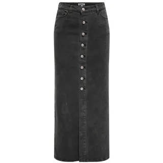 ONLY Damen Onlkita Button Maxi DNM Skirt Gua Rock, Washed Black, M