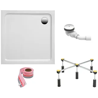 Ottofond OTTOFOND, Duschwanne Set, 80x80x3 cm, mit Fußgestell, Ablaufgarnitur und Fugendichtband,
