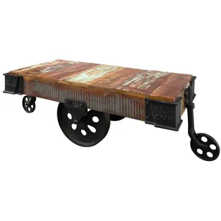 MASSIVMOEBEL24.DE Couchtisch Altholz 120x60x43 mehrfarbig lackiert INDUSTRIAL #18