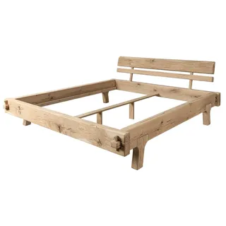 MASSIVMOEBEL24.DE Balkenbett Eiche 200x200 natur geölt OAK HEART #04
