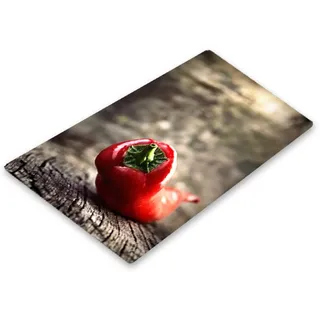 Ceranfeldabdeckung 30x52cm Herdabdeckplatten Induktion Herdschutz Deko Glasplatte Schneidebrett Sicherheitsglas Spritzschutz 1848 (Chili Rot)