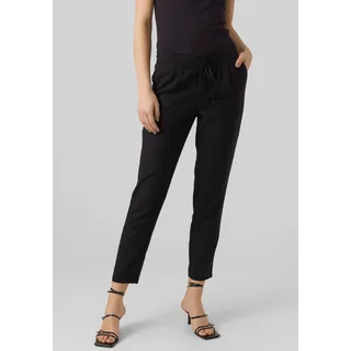 Vero Moda Damen Legere Leinen Stoffhose Casual Schlupfhose Lockere Ankle Pants, Farben:Schwarz, Größe:XS