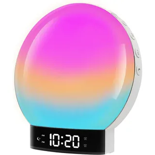 Wake Up Light, Wecker Kinder Mit Lautsprecher Bluetooth 11 Geräusche Weiß 14
