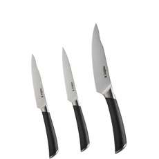 Zyliss E920278 Comfort Pro Messer Set 3-Teilig, Deutscher Edelstahl, Black Handle, 1x Gemüsemesser, 1x Gemüsemesser mit Wellenschliff, 1x Allzweckmesser, Spülmaschinenfest, 25 Jahre Garantie