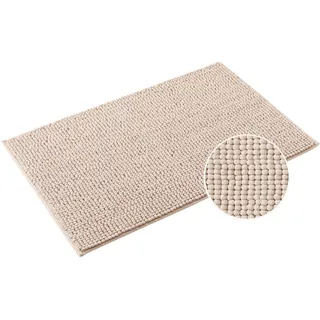 Badematte OTTO HOME "Vanessa Chenille, Badvorleger, Badezimmer Teppich, Duschvorleger" Gr. 3, beige (creme), H:15mm, Polyester, Badematten, Badematte, Uni Farben, besonders weich, Topseller