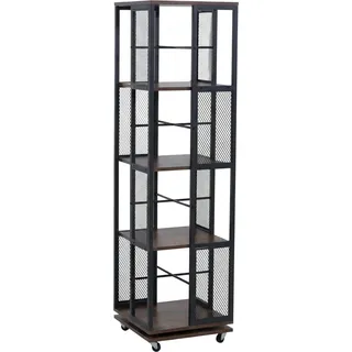 MCW Bücherregal P13 Rollen Drehbar Metall Industrial Melamin 147x40x40cm Dunkelbraun