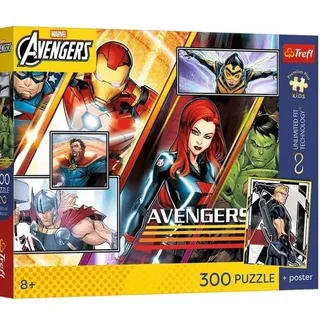 Trefl - Marvel The Avengers, Die Kraft des Teams – 300 Teile – Puzzle mit den Helden des Märchens, inklusive Sammlerposter, für Kinder ab 8 Jahren