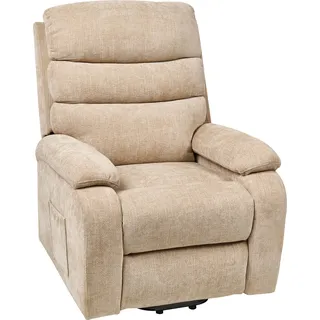 BELIANI Sessel Beige Stoff Elektrisch Verstellbar mit Armlehnen Fußablage Relaxfunktion Modern Bequem Relaxsessel Fernsehsessel Wohnzimmer - Beige