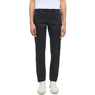 Slim-fit-Jeans MUSTANG "Style Crosby Relaxed Slim", Damen, Gr. 44, Länge 32, schwarz (super schwarz), Denim/Jeans, Obermaterial: 85% Baumwolle, 10% Elastomultiester, 5% Elasthan, slim fit, Jeans Slim-fit-Jeans
