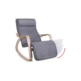 SONGMICS Schaukelstuhl grau natur Stoff 67,0 x 115,0 x 91,0 cm, 1 St.