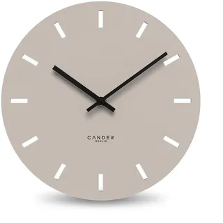 Cander Berlin MNU 2530 P Wanduhr lautlos ohne Ticken 30 cm analog Küche Wohnzimmer modern Vintage warmgrau MDF