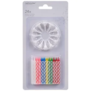 Amscan 5053 - Geburtstagskerzen gedreht, 24 Stück, ca. 6 cm, Pastellfarben, Bunt, Kuchenkerzen