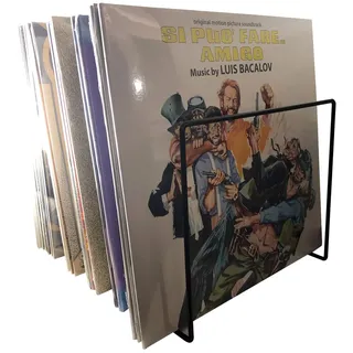 7even Schallplatten Ständer Metall Schwarz – LP & 12" Vinyl Aufbewahrung Regal für ca. 50 Platten 32x25x18cm