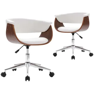 vidaXL Esszimmerstühle 2 Stk. Drehbar Weiß Kunstleder - Weiß