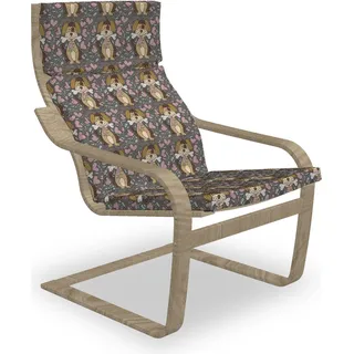 ABAKUHAUS Hundeliebhaber Poäng Sessel Polster, Welpe mit dem Knochen-Herzen, Sitzkissen mit Stuhlkissen mit Hakenschlaufe und Reißverschluss, Taupe Multicolor - Taupe