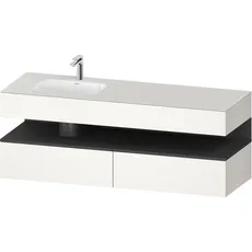 Duravit Qatego Einbauwaschtisch mit Konsolenwaschtischunterbau, 1600x550x600mm, Nische Graphit Matt, Becken links, QA4795049, Farbe: Weiß Supermatt