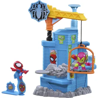 Marvel Spiderman Stunt Squad Spielset Kran Smash Figur - Grün/Mehrfarbig