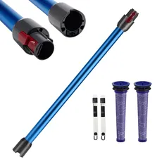 Teleskoprohr Kompatibel für Dyson V7 V8 V10 V11 V15, Dyson Verlängerungsrohr mit 2 Stück V8 V7 Filter HEPA für Dyson, Stangenverlängerung Rohr für Dyson mit Zwei Kleinen Bürsten, Blau