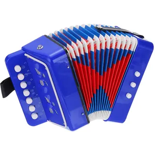QUARKZMAN Knopfakkordeon 10 Tasten Knopf Ziehharmonika Mini Musikinstrument Geschenke für Anfänger Erwachsene Anfänger Bildung, Marineblau