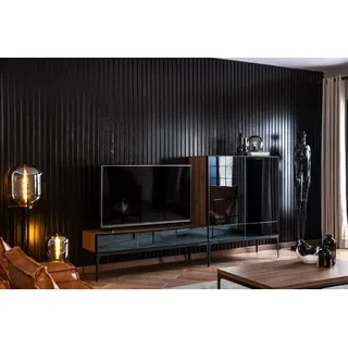 rtv Wohnwand mit Spiegel tv Fronten Schrank Schwarz Braune Schrank Wand - Braun