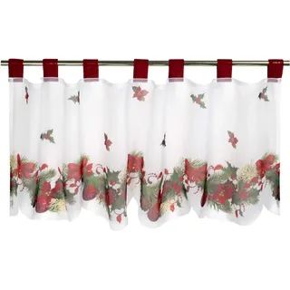 Tischdeckenshop24 Scheibengardine Weihnachtszeit für Küche und Wohnzimmer, 45x90 cm, Winter Gardine mit dekorativen Motiv zu Weihnachten, Moderne transparente Bistrogardine für die Küche