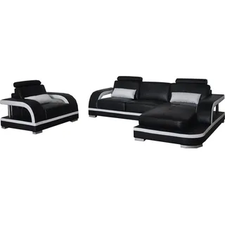 Sofa Eckcouch Polster Wohnzimmer Ecksofa LForm Wohnlandschaft USB + LED + Sessel