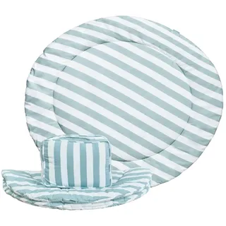 molis&co - Krabbeldecke Runder für Baby 100x100 cm - 100% Baumwolle (OEKO-TEX) - Spielmatte Baby Multifunktional, Dick & weich gepolstert - Ideal als Babydecke & Spieldecke Baby - Popcorn Stripes